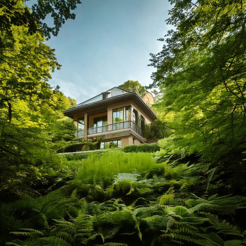 Firefly architecture house in wild greenery 24482